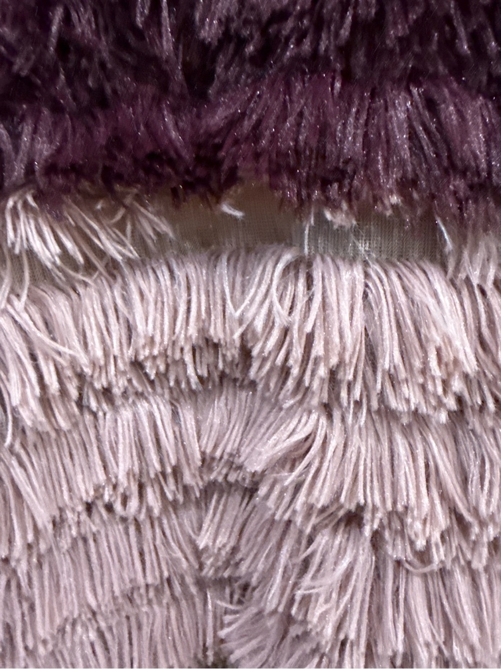 MINKPINK Ombre Tiered Fringe Shag Jacket Burgundy Pink Size Small - Picture 5 of 6